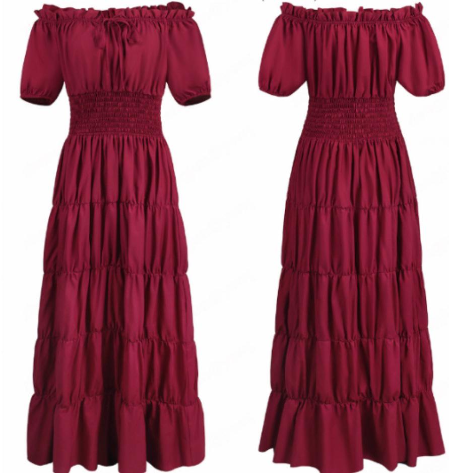 Medieval Renaissance Women's Long Dress for Halloween Role Play Costume Q324