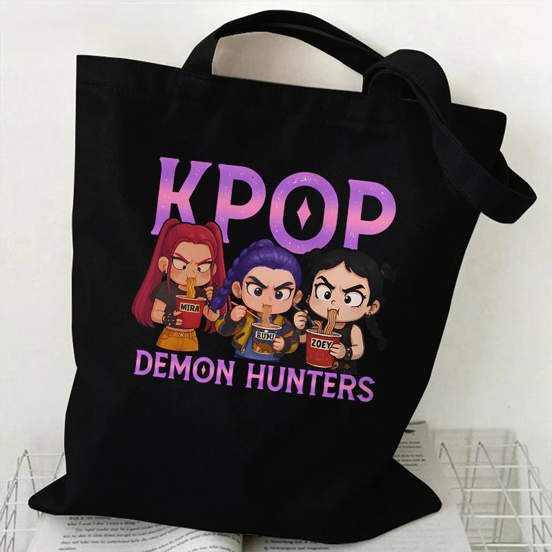 KPOP Demon Hunter Group Printed Canvas Bag Spot Women's Daily Handbag Shopping Bag KTY