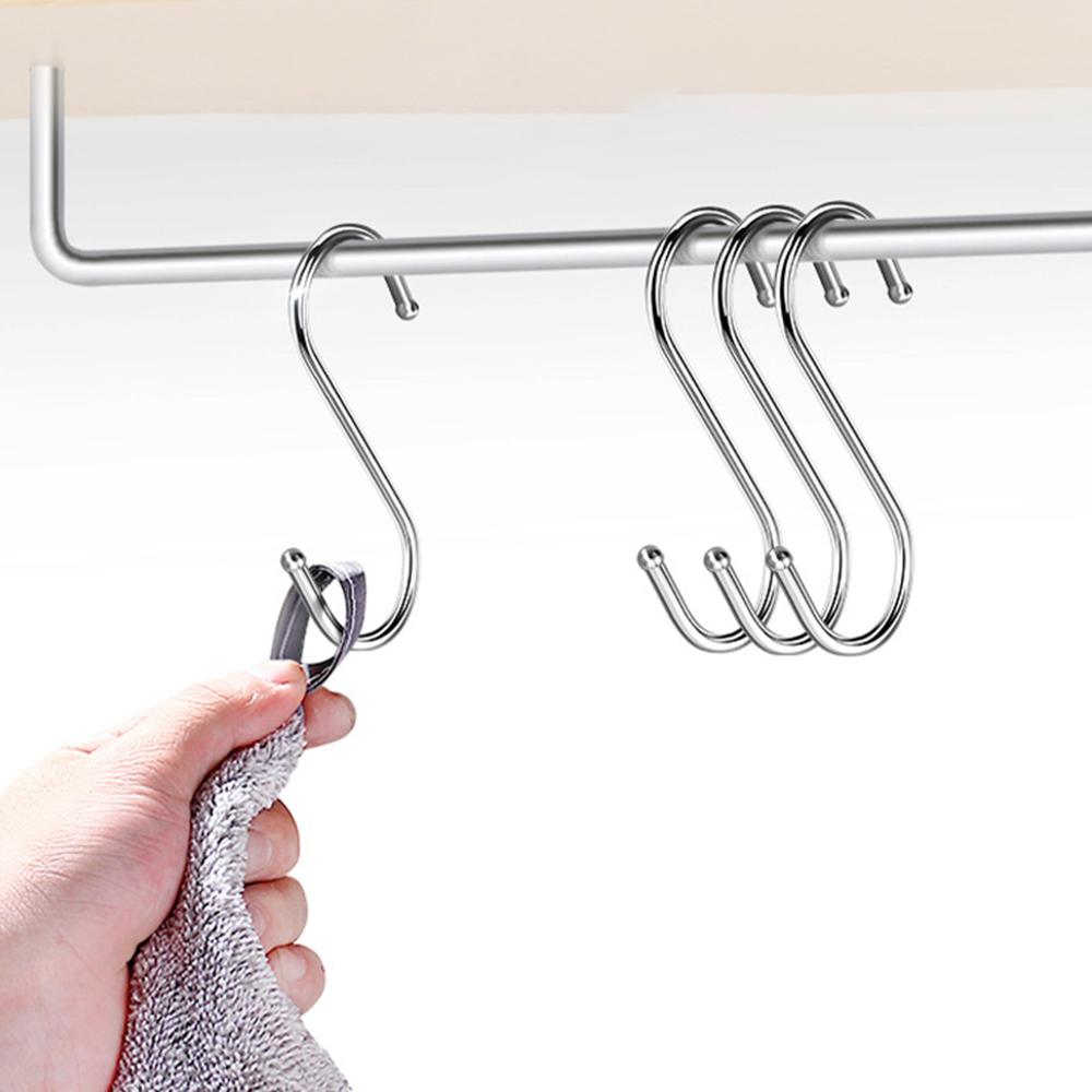 10 Stück S-Haken Edelstahl Kleidung Taschen Handtücher Hängeregal Multifunktions Küche Schlafzimmer S-Haken Heimaufbewahrung Organiza