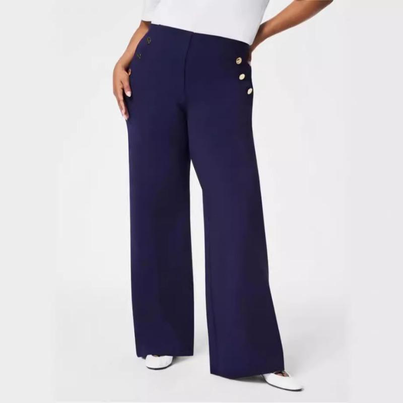 

GMXIA High Stretch Button Wide Leg Slimming Pants Bottoms XXXL темно-синий
