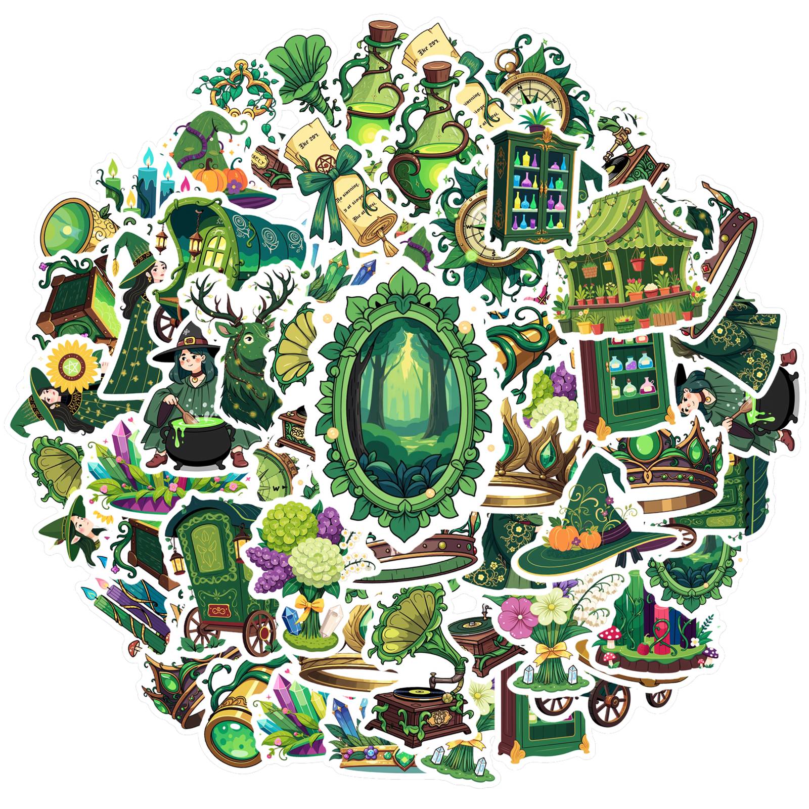 

35pcs-50pcs Charming Nature Stickers Cartoon Witchcraft Teacher Reward Stickers Animal Stickers For DIY Phone Laptop Scrapbook
