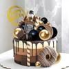 Black Gold Cake Topper Pearl Balls Cake Topper Happy Birthday Cake Insert Pick DIY Pile Up for Wedding Birthday Party