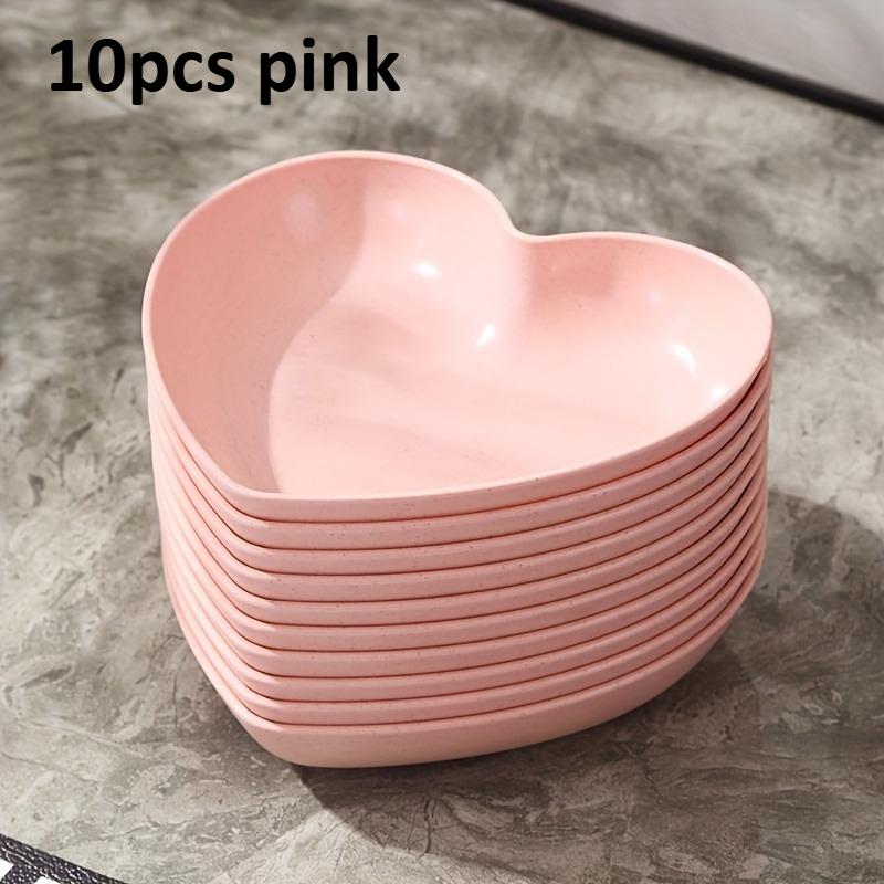 10pcs Heart-shaped Snack and Fruit Tray - Durable Plastic, Suitable for Desserts, Cakes, and Kimchi - Ideal Kitchen Accessory