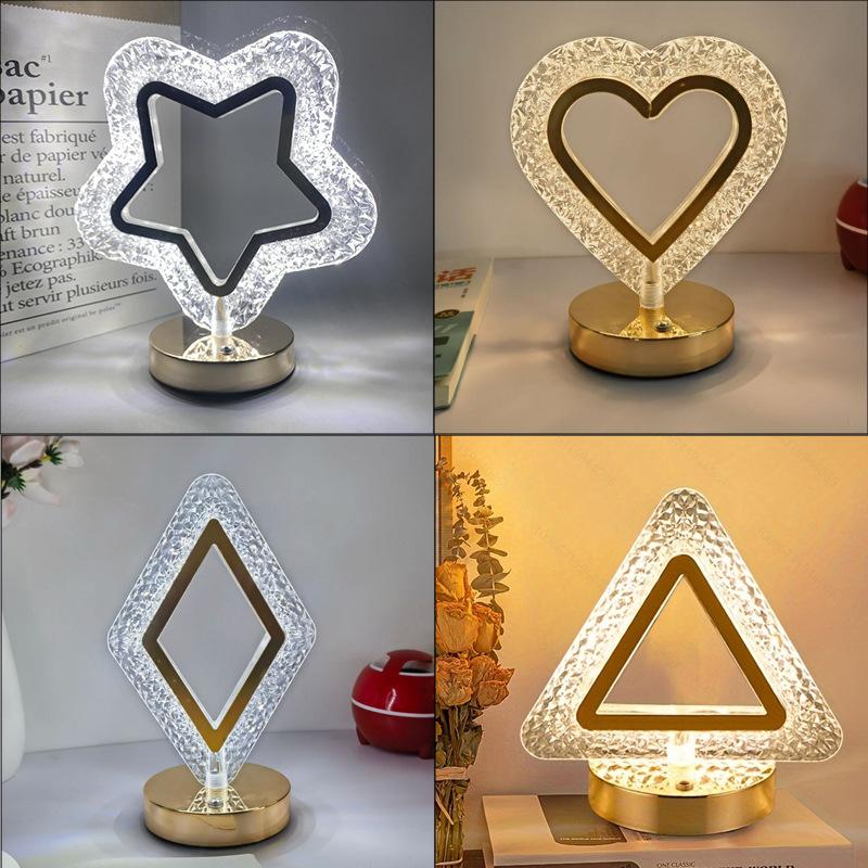 1Pcs Usb Bedside Led Ambient Table 3D Moon Lamp Touch Control 3D Crystal Star Flower Night Light Girls Room Home Decor
