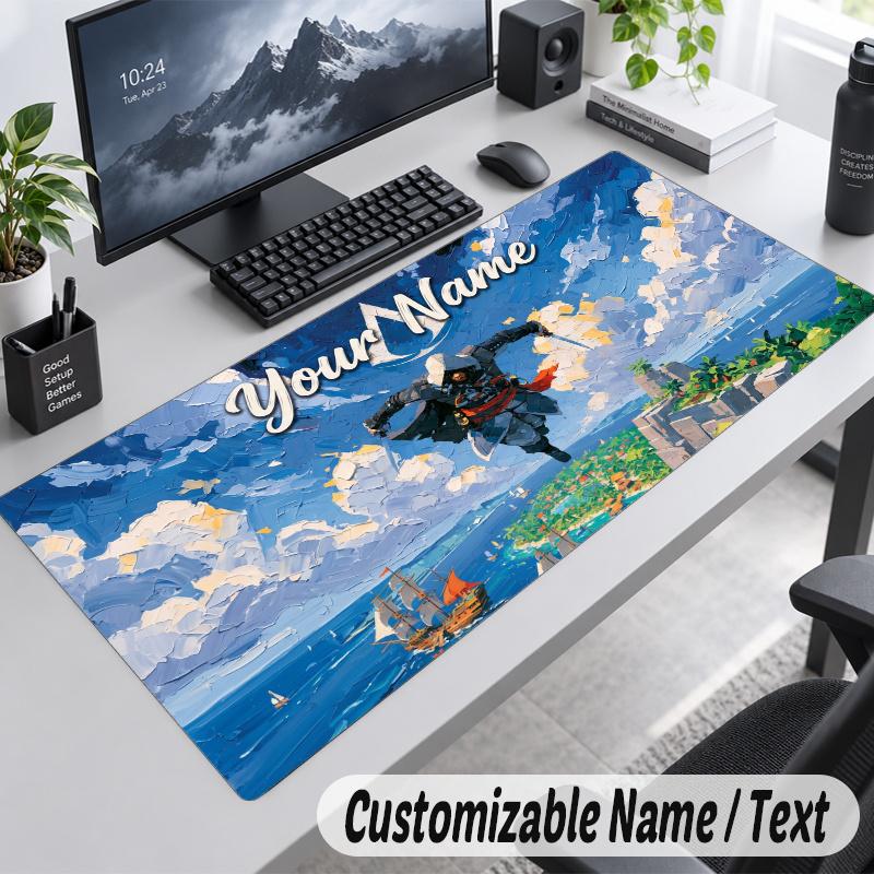 Assassin's Creed Personalized Large Mouse Pad Custom Name Text Extended Desk Mat Gaming Mousepad