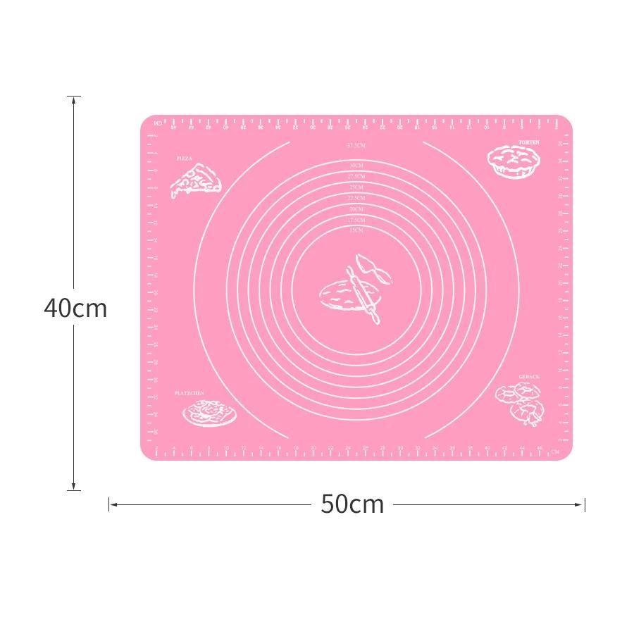 Multicolor Silicone Baking Mat Baking Sheet Pizza Dough Mat Soft Rolling Pastry Board Cutting Fondant Cake Dough Pad Bakeware