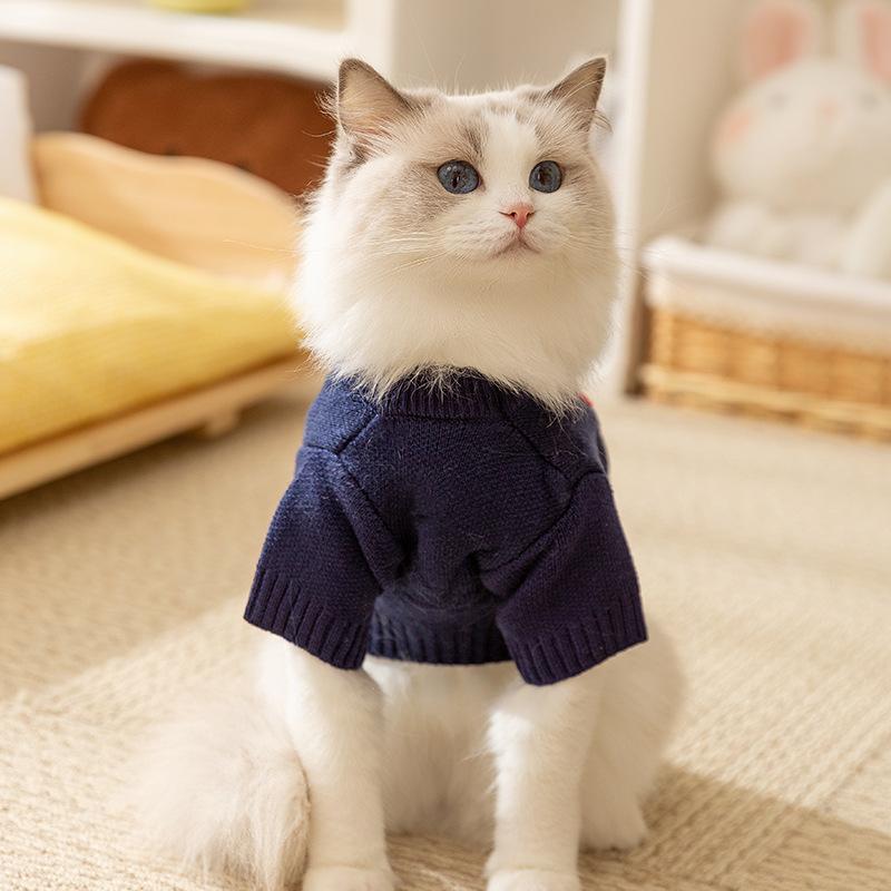New Autumn and Winter Core-spun Yarn Pet Sweater Than Bear Teddy Apple Smiley Face Letter Knitted Cat Puppy Dog Clothes