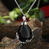 1pc Fashion Sweater Chain Teardrop-shaped Natural Stone Rose Necklace Ladies Pendant Jewelry Gifts