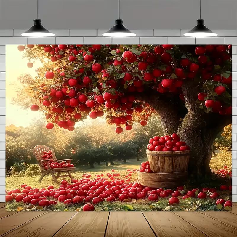 

2D Apple Harvest Tapestry Cloth Orchard Garden with Red Apples Decor 47.2x31.5inch/120*80cm