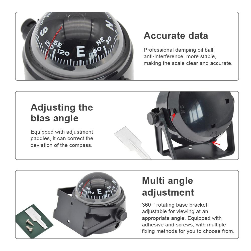 Ball Shaped Vehicle Navigation Car Compass 360 Degree Rotation Sea Marine Electronic Compass for Marine Navigation Positioning