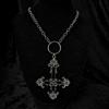 Gothic Darkly Mysterious Black Pentagrams Patterned Cross Pendant Necklace for Woman Collarbone Chain Jewelry Accessories Gifts