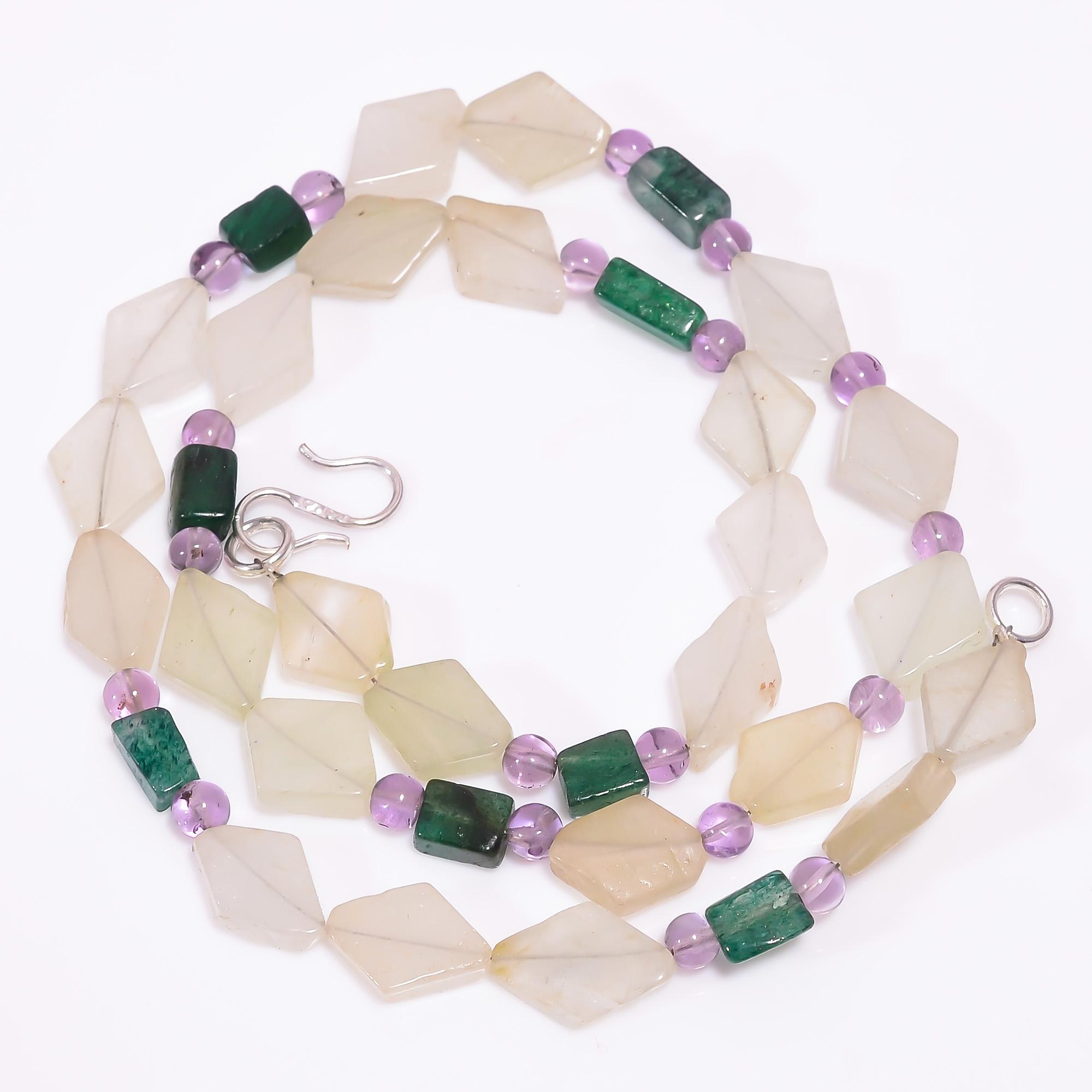 

Natural Amethyst Aventurine Gemstone Beads Necklace 3-15 mm 18 UB-7979 UB-7979
