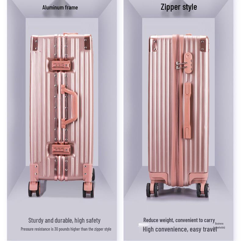 Aluminiowa walizka na kółkach męska i damska z uniwersalnymi kółkami i zamkiem szyfrowym - 20" i 24"