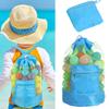 Mesh Beach Bag for Kids Toy Organizer Net Zipper Adjustable Shoulder Strap Storage Pouch Child Shell Collecting Bag Round Bucket