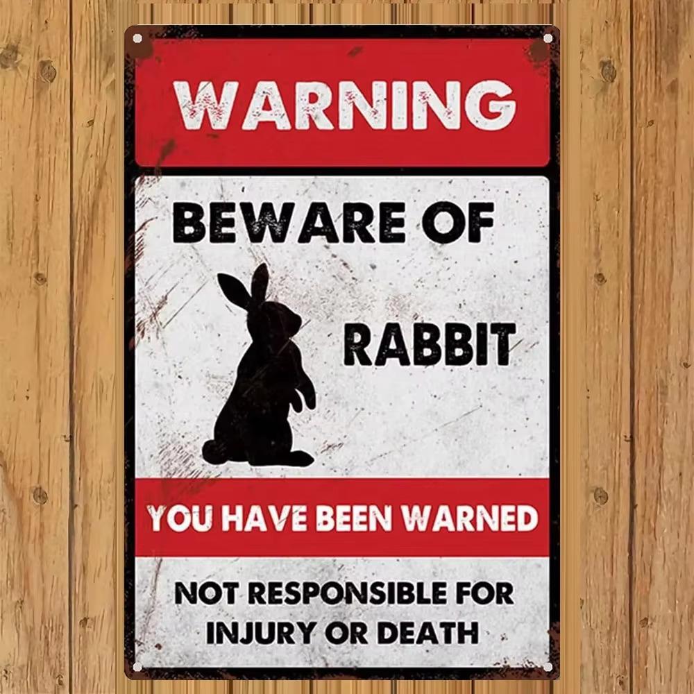Rabbit Metal Tin Sign Funny Wall Art for Home Bar Coffee Shop Decor Vintage Style Sign Plaque for Office Decoration