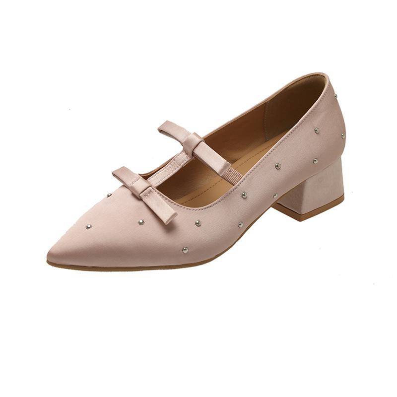 

Pointed beautiful inner height increase single shoes women s 2025 summer new small versatile rhinestone bow Mary Jane shoes 39