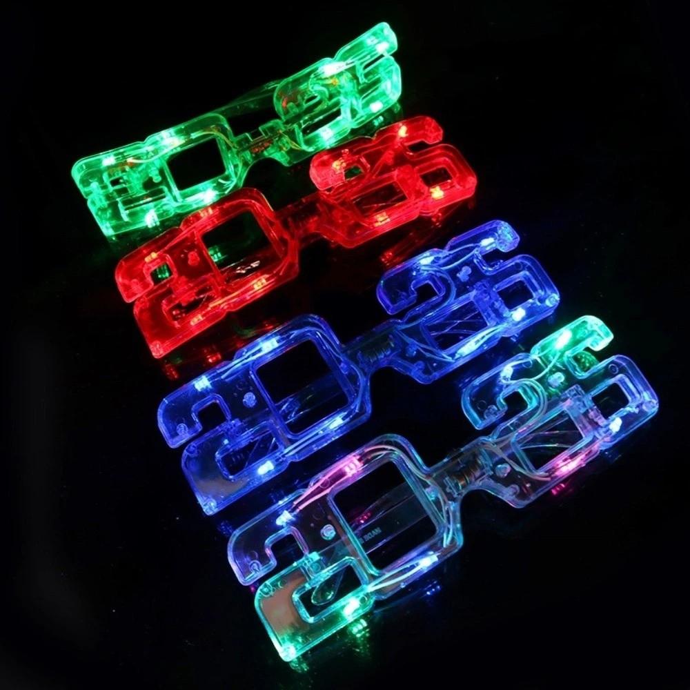 Number 2026 LED Glow Glasses Square Shape New Year Party Glasses New Year Gift