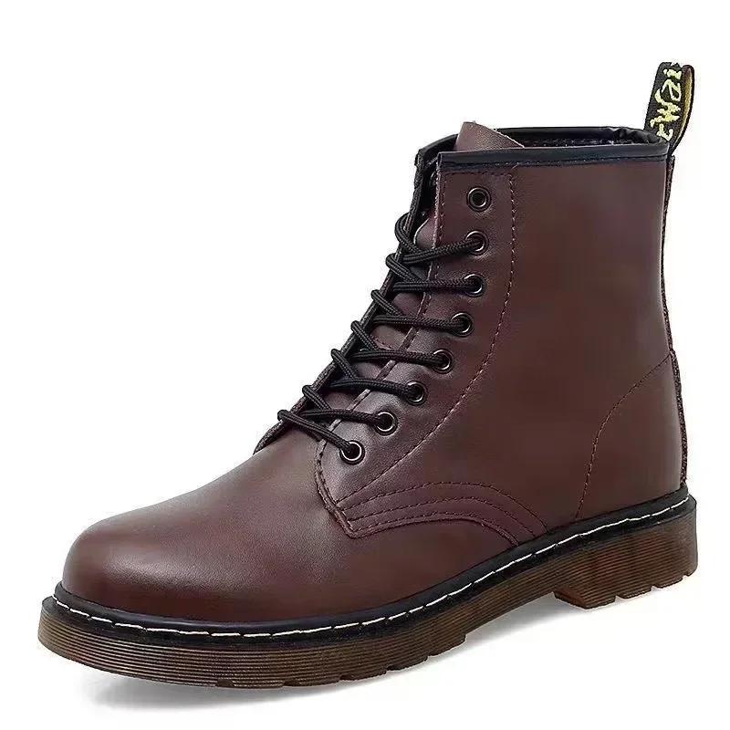 High Top Men's Shoes Classic Leather Boots Fashion Black Ankle Boots Outdoor Motorcycle Breathable Boots Women's Boot Size