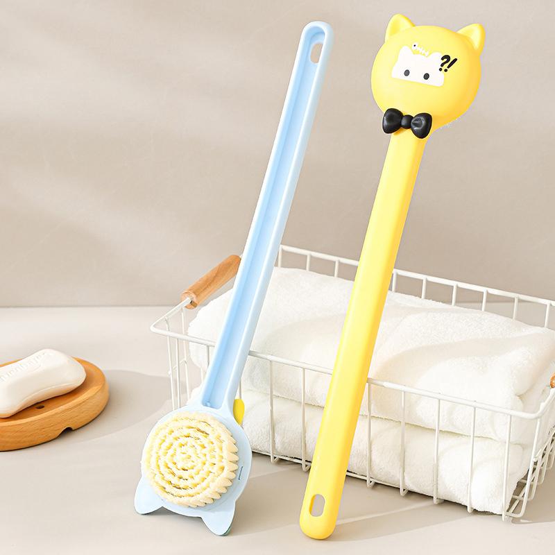 Cartoon Long Handle Bath Brush Soft Body Scrub Massager Shower Scrubber Body Cleaning Brush Exfoliation Bathroom Accessories