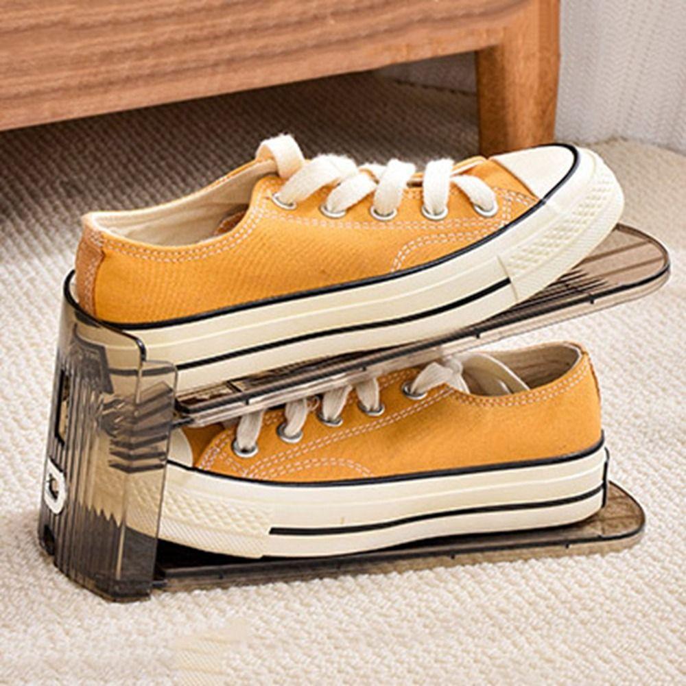 2Pcs Transparent Shoes Storage Rack Anti-slip Shoe Holder Shoe Storage Organizer  Flat Bottomed