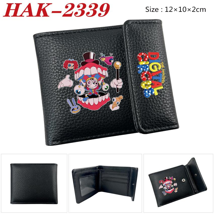 The Amazing Digital Circus PU Leather Wallet Black Snap Closure Anime Short Card Holder for Men Women