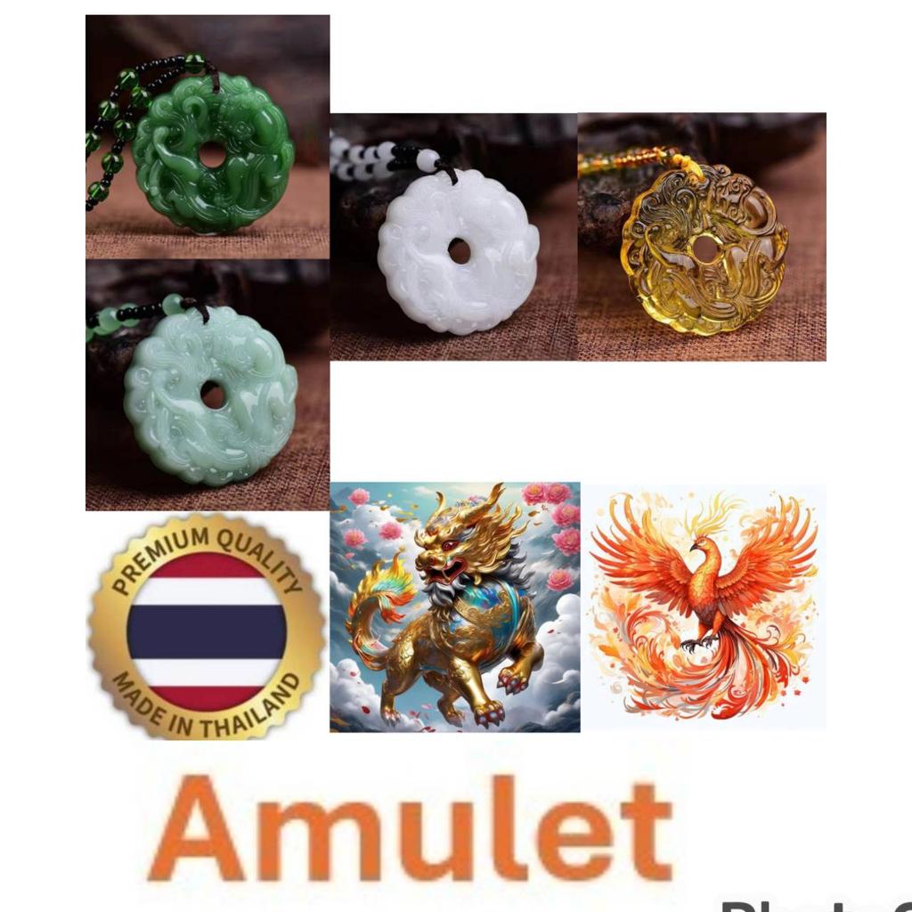 Chinese Amulet Artificial Jade Pixiu Phoenix Buddhist Retro Vintage Pendant Necklace Protect Charm Talisman Powerful Money Wealth Health Luck Jewelry