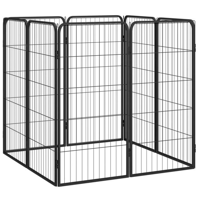 VidaXL Dog Playpen 8 Panels Black 50x100cm Powder-Coated Steel 3115958