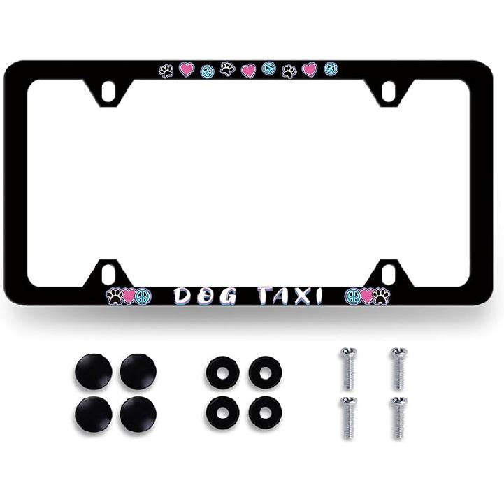 Blue Boho Flowers License Plate Frame Cute Floral License Plate Personalise Auto Parts For Men Women Car Decoration Stainless Steel Funny License