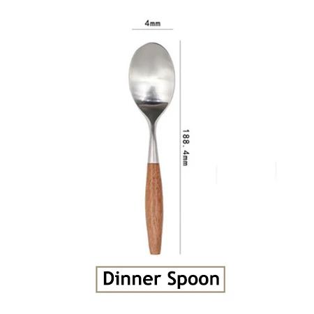 Super Qualité 1/5 Pcs Ensemble de Couverts Occidentaux en Acier Inoxydable 304 Manche en Bois Fourchette de Dîner Couteau Couverts Mat Vaisselle Couverts de Table