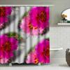 Pink Floral Shower Curtain Set With Blue Leaves For Bathroom Decor Home Decoration Curtains Flower Print Shower Curtain Liner