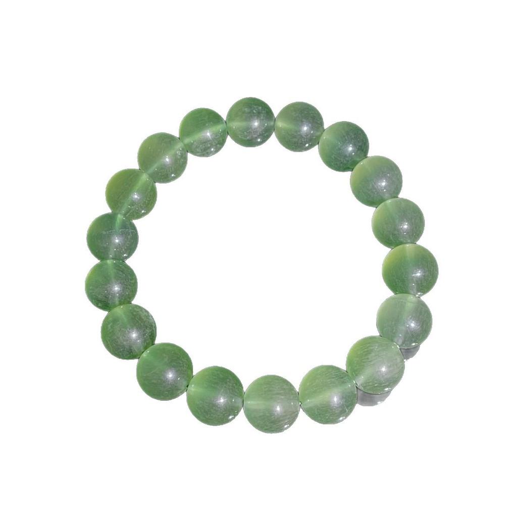 Jingxi Collection: Natural Icy Green Fluorite Crystal Bracelet - Round Bead Design