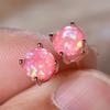 Pink White Blue Green Opal 6MM Round Stone Stud Earrings For Women Rose Gold Color Wedding  Minimalist Engagement Gifts