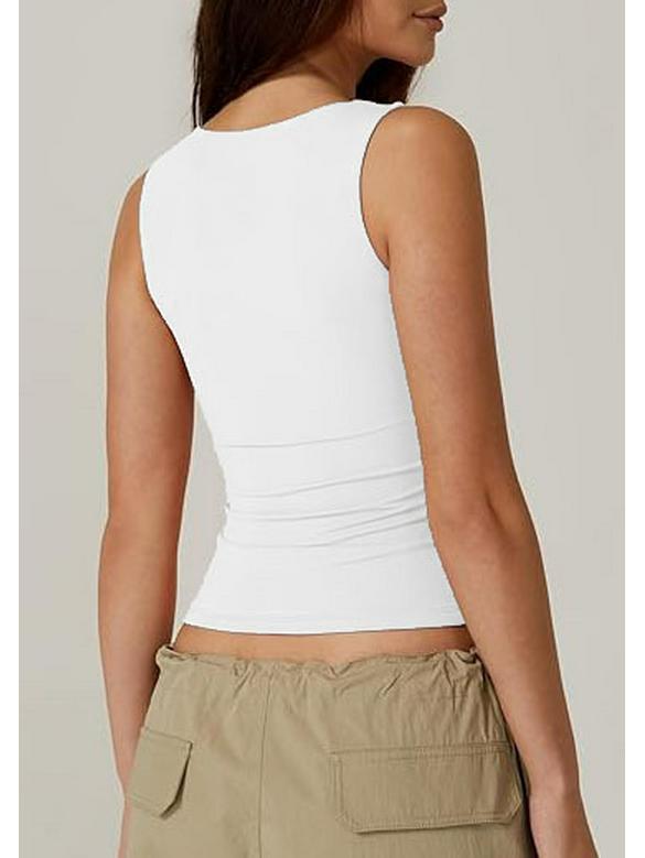 2025 European & American Women's Square Neck Slim Sleeveless Fashion Vest