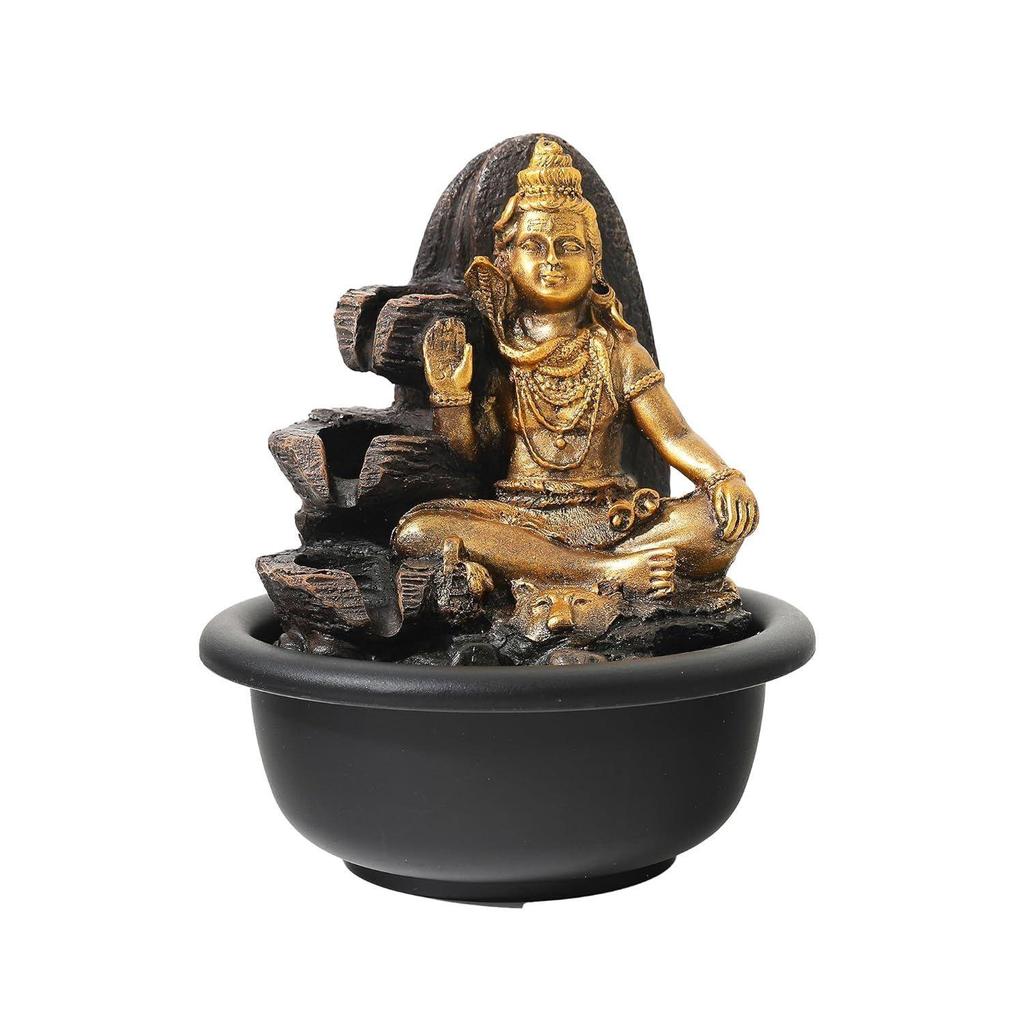 Shiva Water Fountains for Décor (19cm) Diwali Decoration Items for Home Décor with LED Light|Home Decor Items for Living Room|Show Pieces