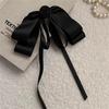 Black Camellia Bow Ribbon Hairpin French Hair Clip Women Girly High-End Elegant Hair Up Top Clip Mourning Funeral Hair Accessory