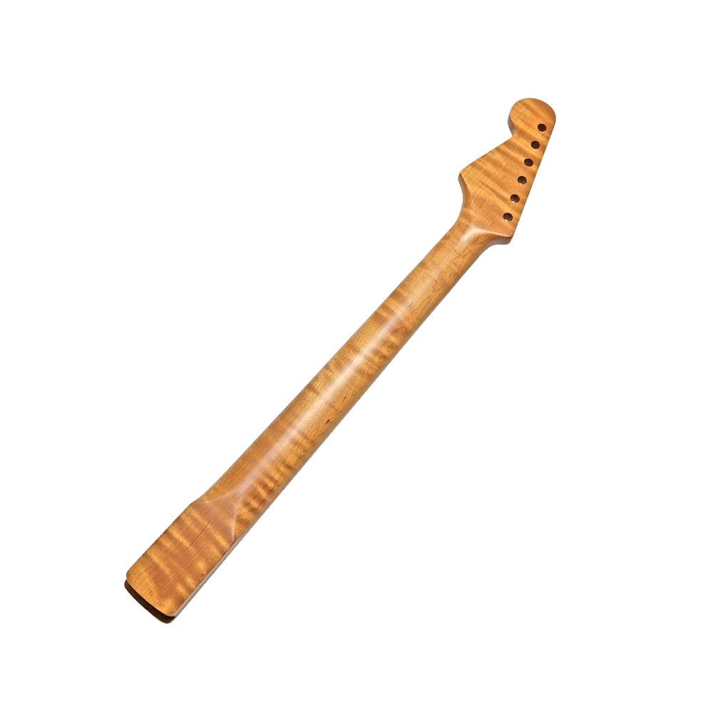 ST22 6strunný krk elektrické kytary z javoru AA - Matná konkávní hlava, Tygrovaný vzor, Plně vypálený povrch.