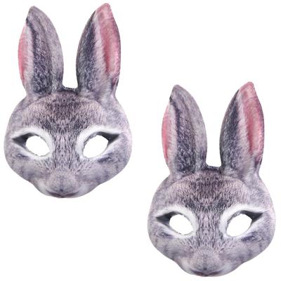Sugarello Kaninchenmasken, Tiermasken, Cosplay, Halloween, Party Kopfbedeckung, Set aus 2 (Grau)