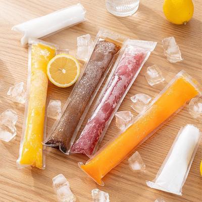 100 Pcs Disposable Popsicle Bag with Funnel Transparent Freezer Tubes for Healthy Snacks Yogurt Sticks Juice Smoothies Easy Self-Sealing Reusable