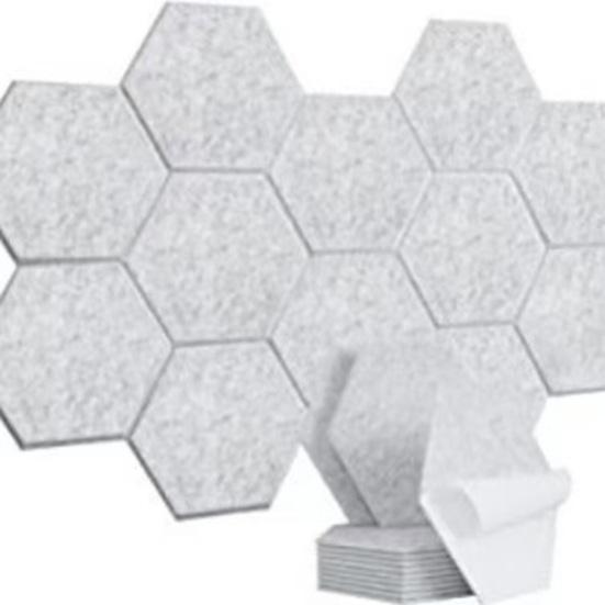 12Pcs Hexagon Soundproof Wall Panel Self-Adhesive Sound Absorbing High Density Thick Acoustic Foam Panel Home Studio Noise Reduction Wall Panel
