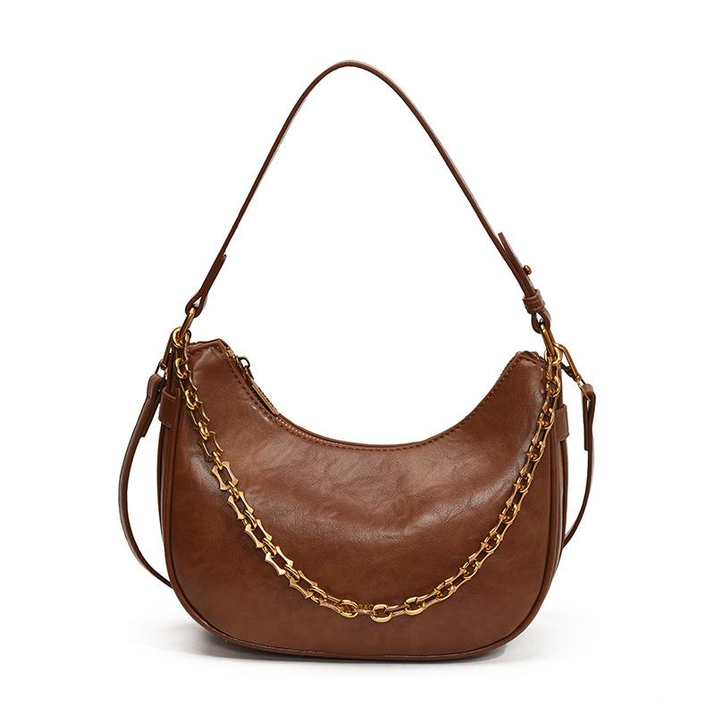 Luxury Fashi Women's Chains Handbags Autumn Winter Retro Trend PU Leather Commuting Shoulder Bag High Quality Crossbody Bags