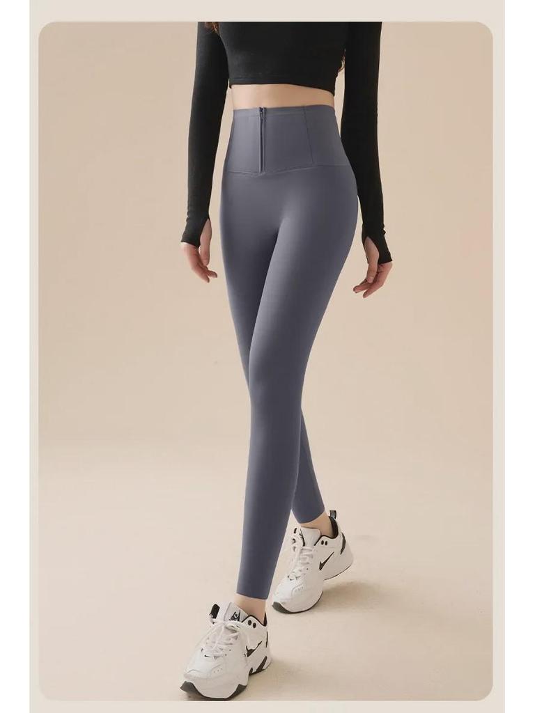 Women's High-Waist Seamless Velvet Shark Pants - Warm, Thick Autumn/Winter Yoga Bottoms, Suitable for Spring and Autumn