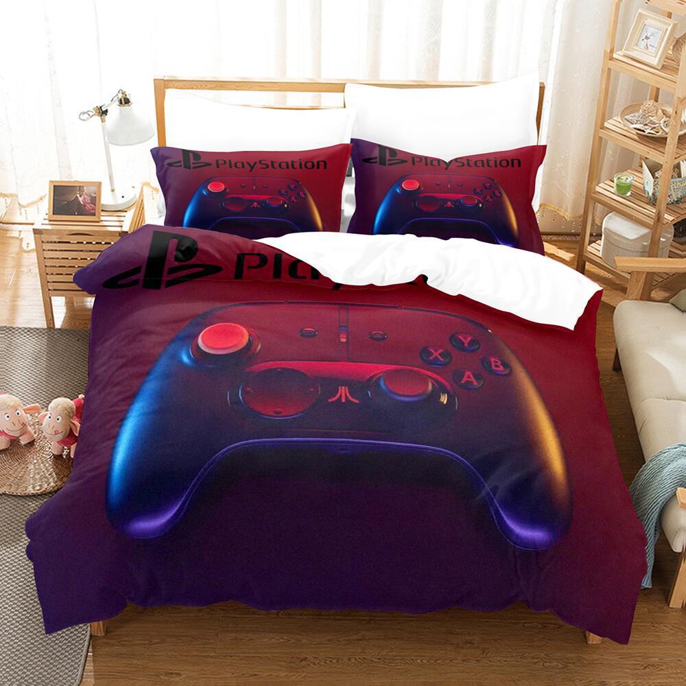 Cartoon Animation Digital Printing Keyboard Gamepad Bedding Three-Piece Microfiber Polyester Cotton Duvet