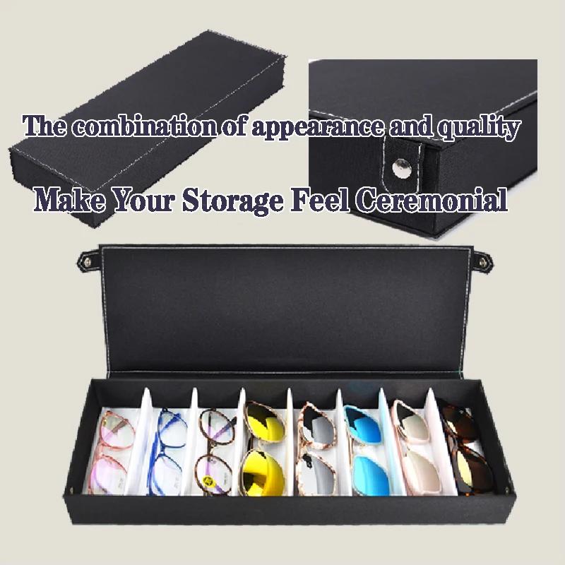 High Quality Glasses Case 8 Slot Grids Eyeglass Sunglasses Glasses Storage Display Grid Stand Case Box Holder Glasses Organizer
