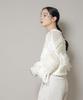 Nano Universe F 031 Mixed Material Border Fringe Knit Women's Pullover, Off-White, 669-5222326