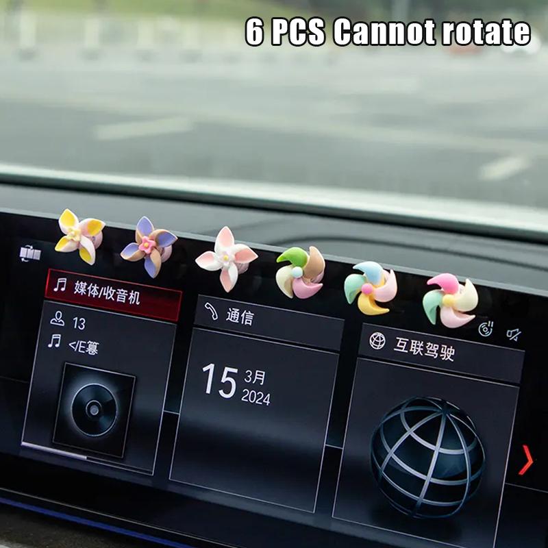 

3/6Pcs Car Windmill Ornaments Candy Color Center Console Small Ornaments Cute Windmill Car Decoration Car Interior Accessories A6