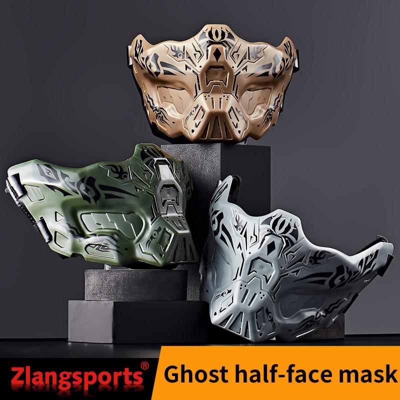 Tactical Half-Face Silicone Mask Airsoft Paintball CS Game Protective Gear Cyberpunk Style