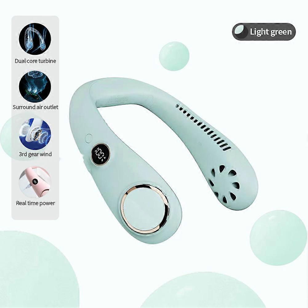 LED Bladeless Neckband Fan B Rechargeable Neck Hanging Cooler Portable Fan