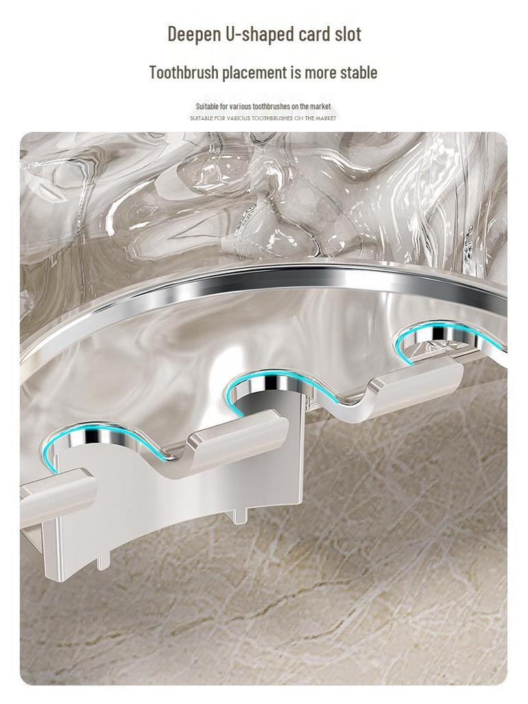 Wall-Mounted Suction Cup Toothbrush & Toothpaste Holder Set with Tooth Squeezer and Cup for Family Bathrooms