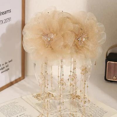 Elegante Lotusbloem Haarclip Pailletten Kwastjes Haarklauw Voor Vrouwen Meisjes Zoete Mode Haaienklem Haaraccessoires Cadeaus