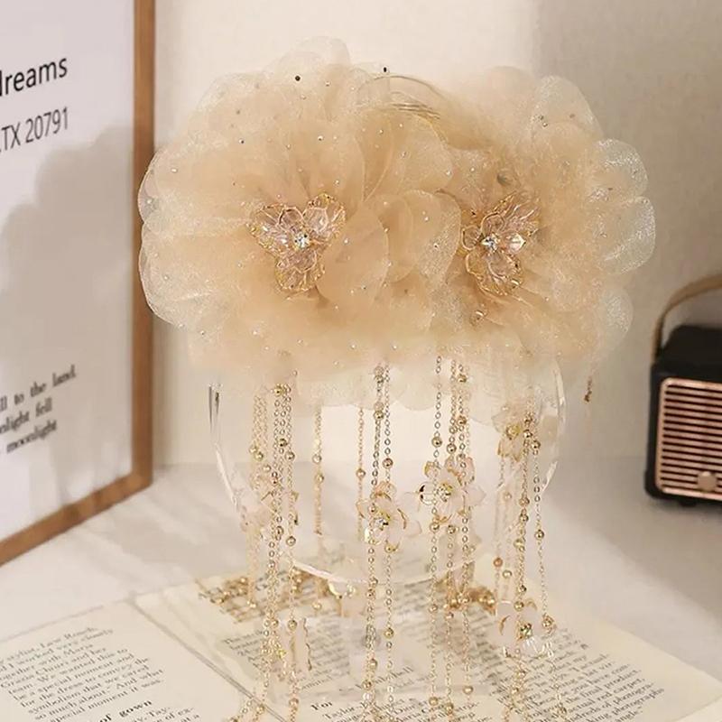 Elegant Lotus Flower Hair Clip Sequins Tassels Hair Claw For Women Girls Sweet Fashion Shark Clip Hair Accessories Gifts